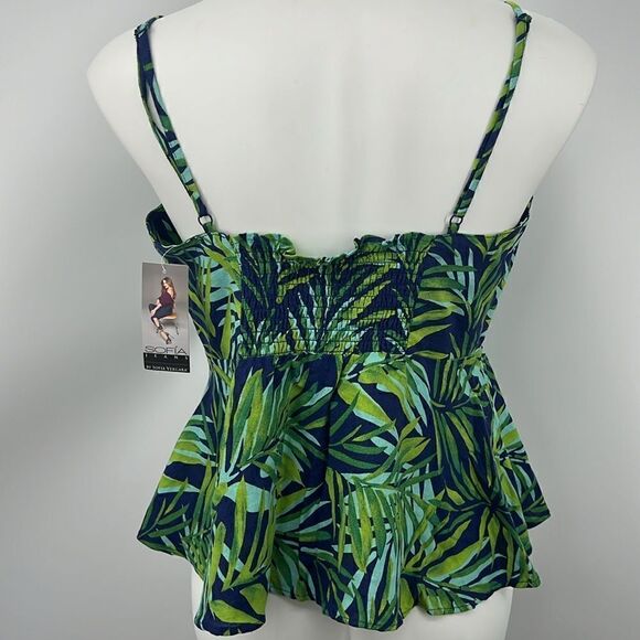 Sofía Vergara tropical print spaghetti strap top medium - Picture 4 of 4